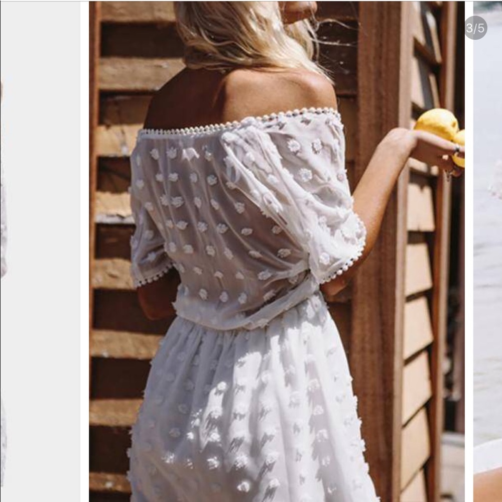 V-neck Overlay Dot Print Design Playsuit in White - Picture 3 of 5